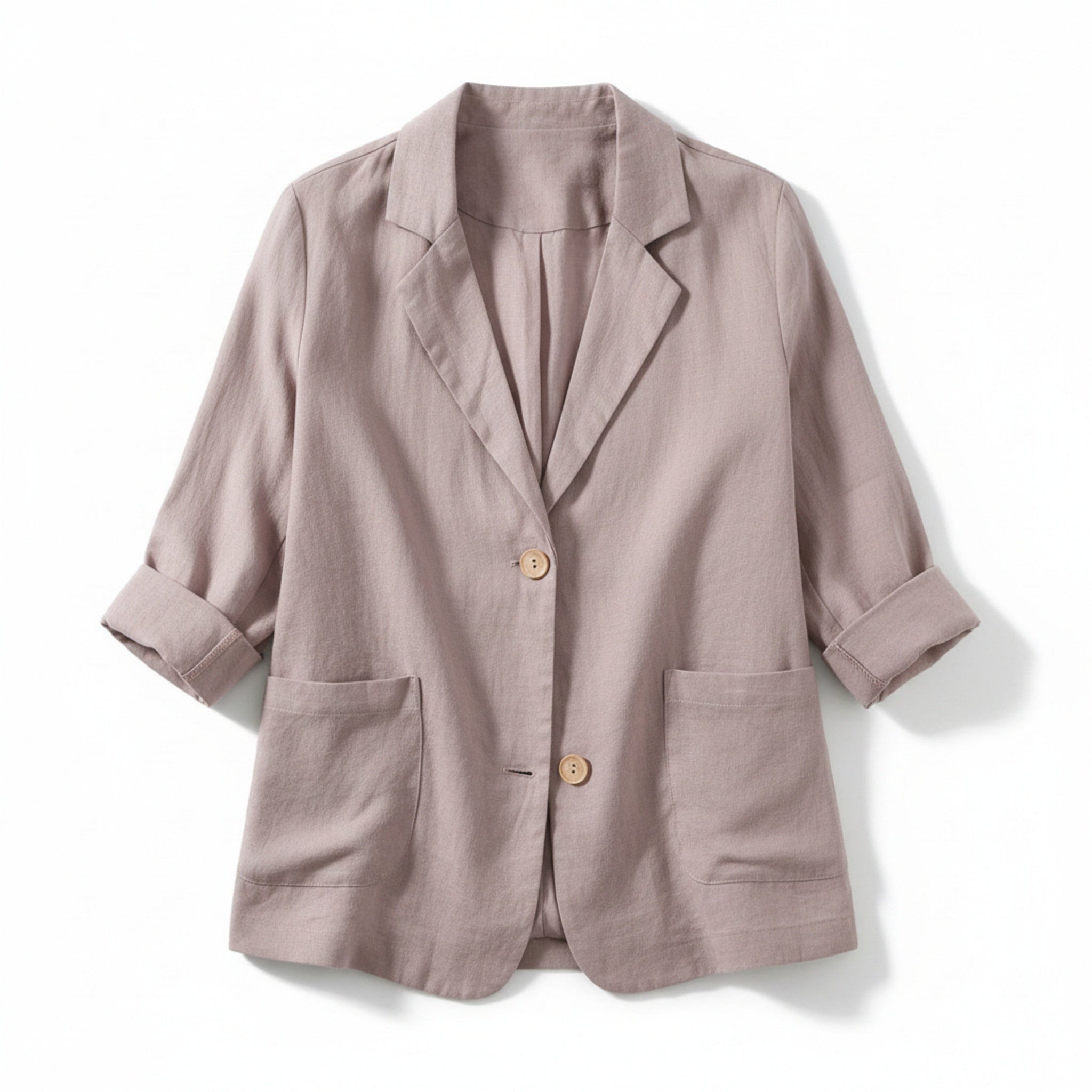 Women’s Two-Button Blazer – Regular Length Solid Color Design