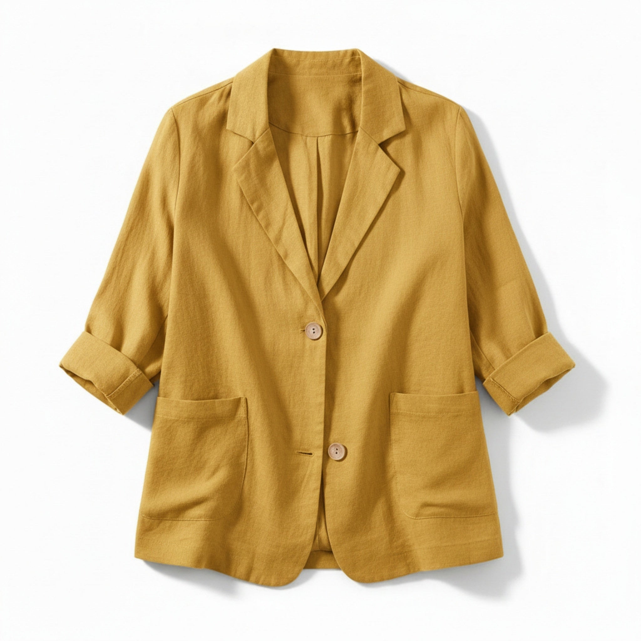Women’s Two-Button Blazer – Regular Length Solid Color Design