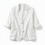Women’s Two-Button Blazer – Regular Length Solid Color Design