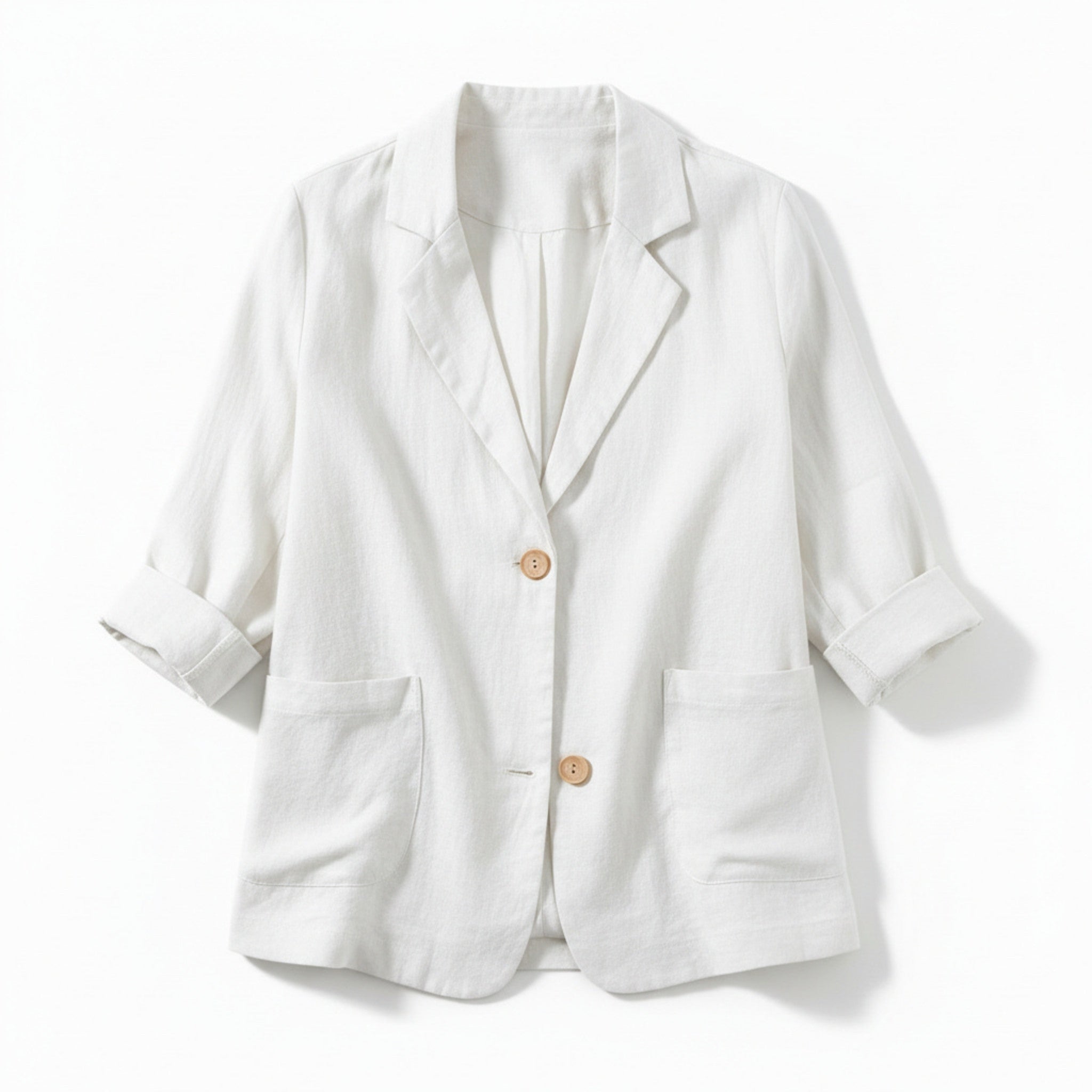 Women’s Two-Button Blazer – Regular Length Solid Color Design