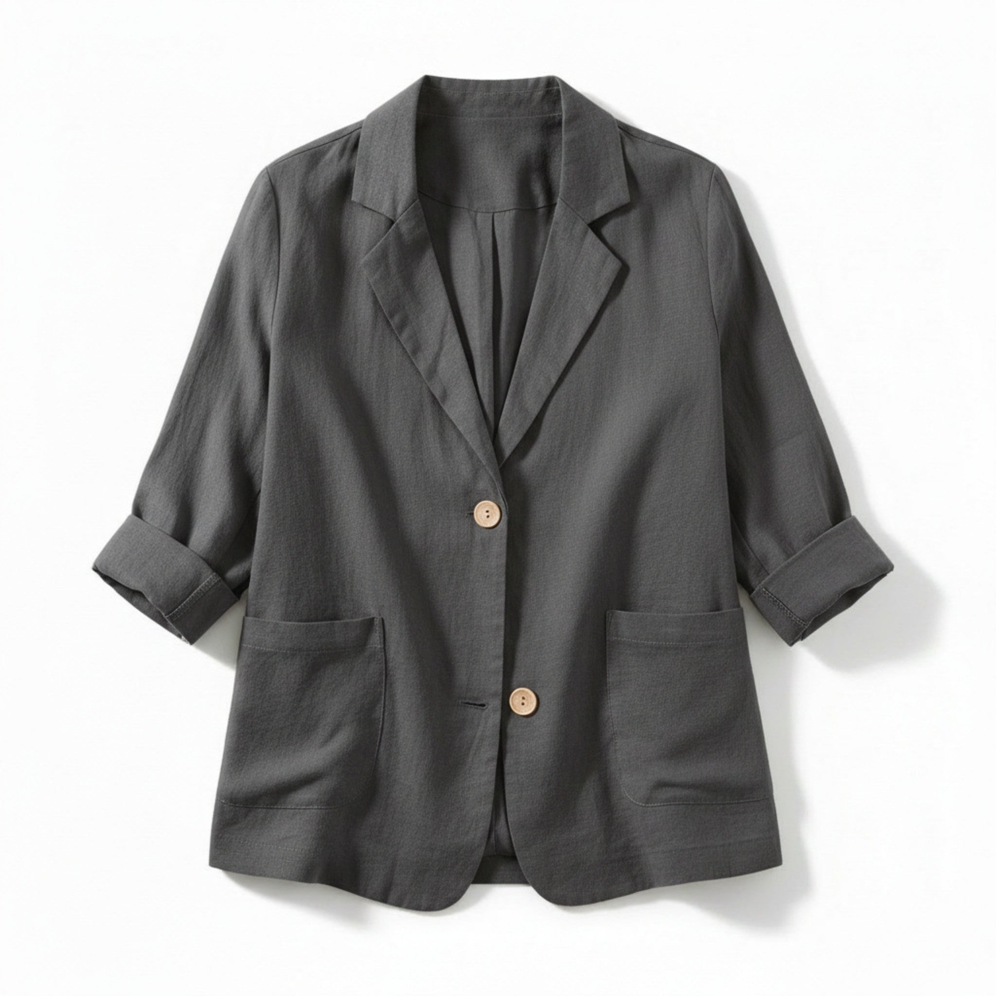 Women’s Two-Button Blazer – Regular Length Solid Color Design