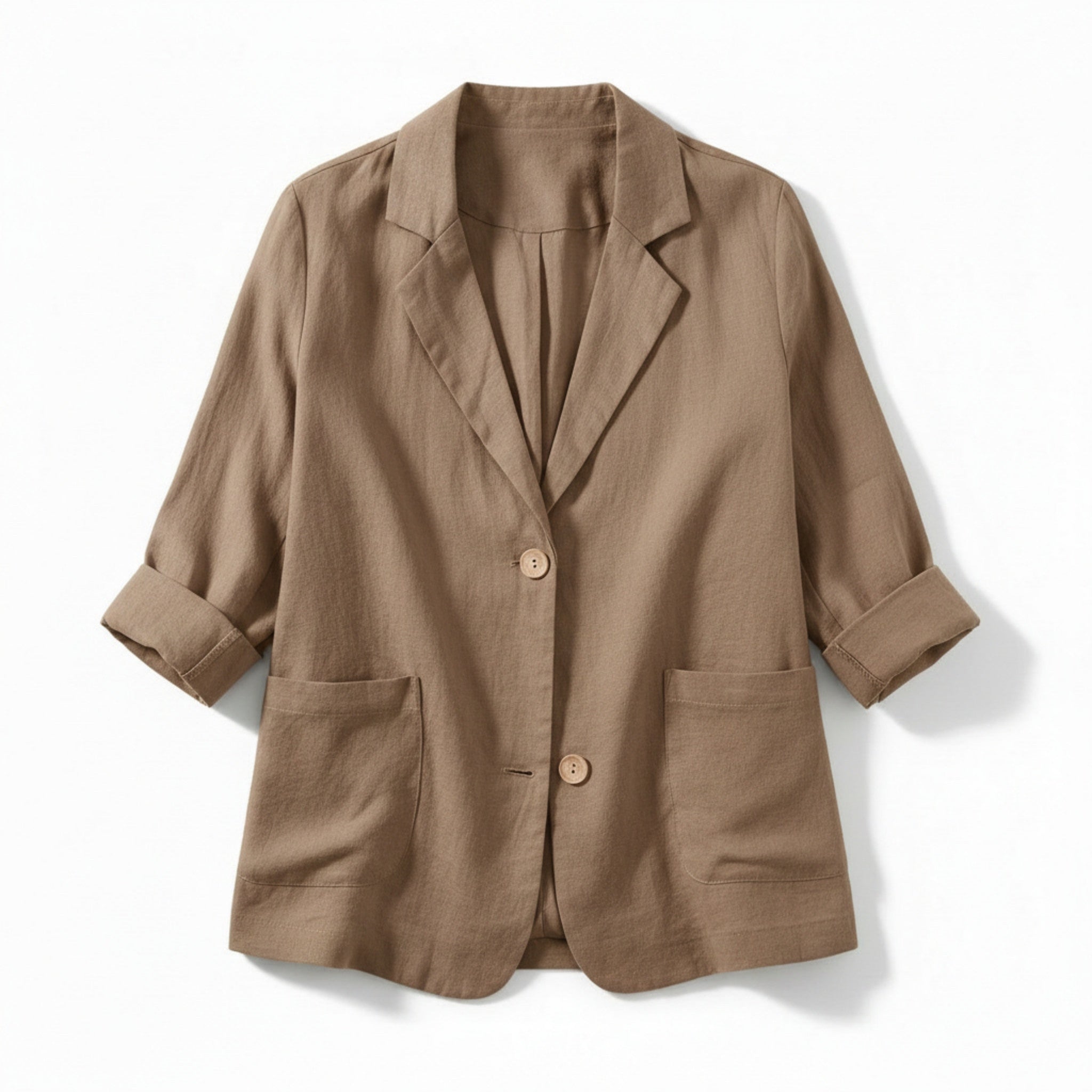 Women’s Two-Button Blazer – Regular Length Solid Color Design