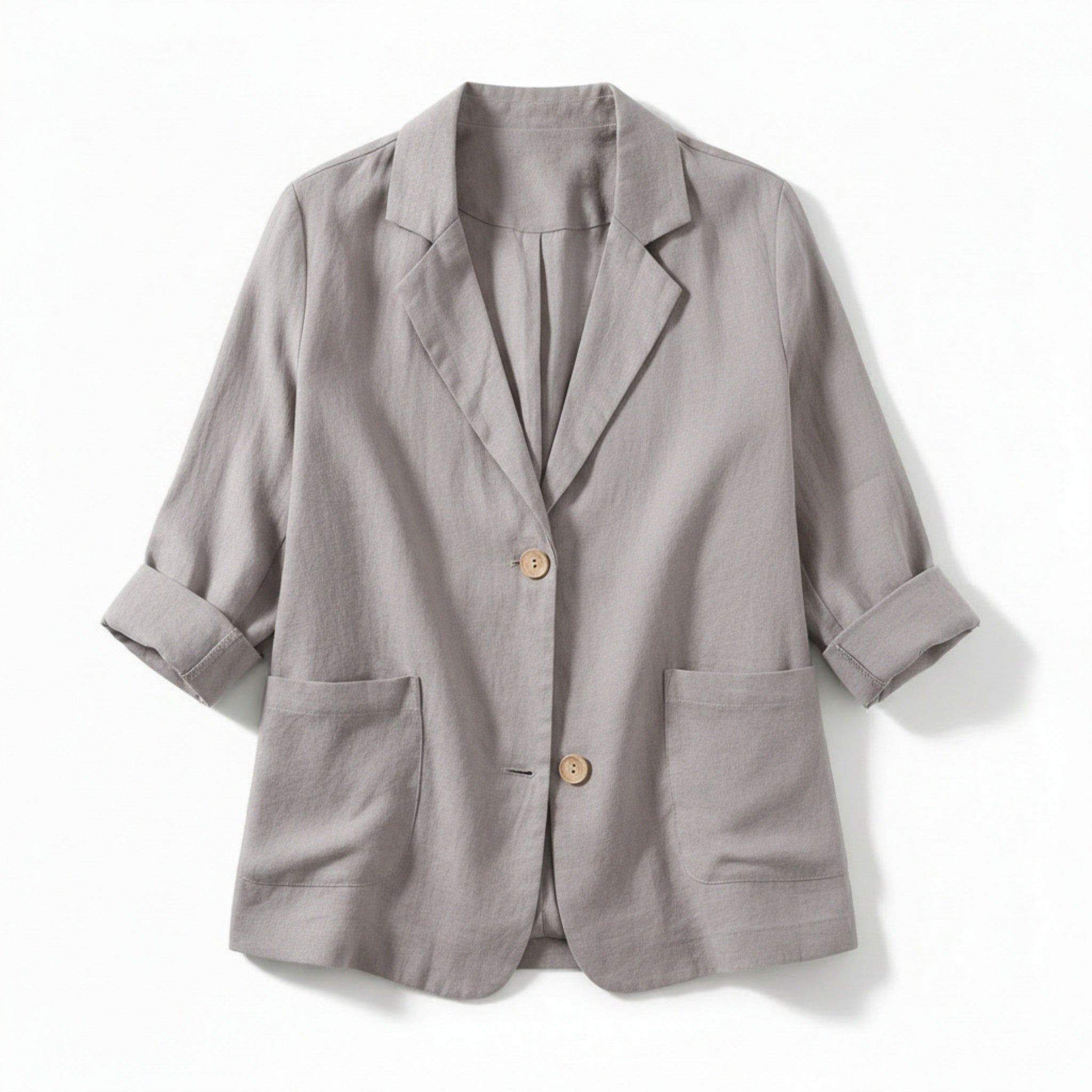 Women’s Two-Button Blazer – Regular Length Solid Color Design