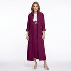 Women’s Two Piece Dress Set – Longline Jacket Lace Panel