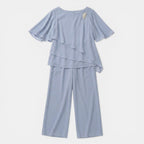 Women’s Two Piece Set – Overlay Top Straight Leg