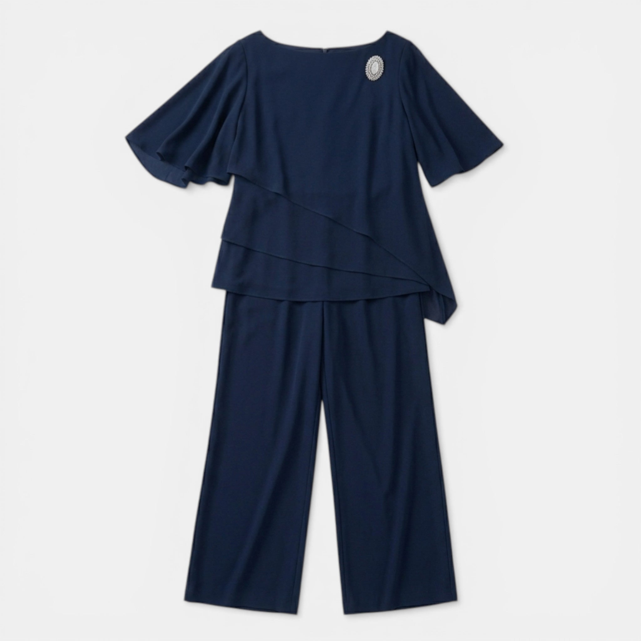 Women’s Two Piece Set – Overlay Top Straight Leg