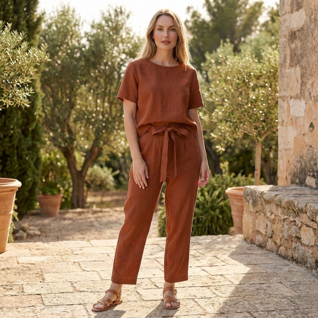 Women’s Light Weight Two Piece Set – Short Sleeve Top Trousers