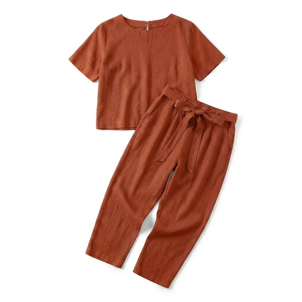 Women’s Light Weight Two Piece Set – Short Sleeve Top Trousers