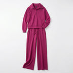 Women’s Two Piece Set – Zip Neck Top Trousers