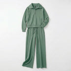 Women’s Two Piece Set – Zip Neck Top Trousers
