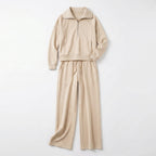 Women’s Two Piece Set – Zip Neck Top Trousers