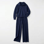 Women’s Two Piece Set – Zip Neck Top Trousers