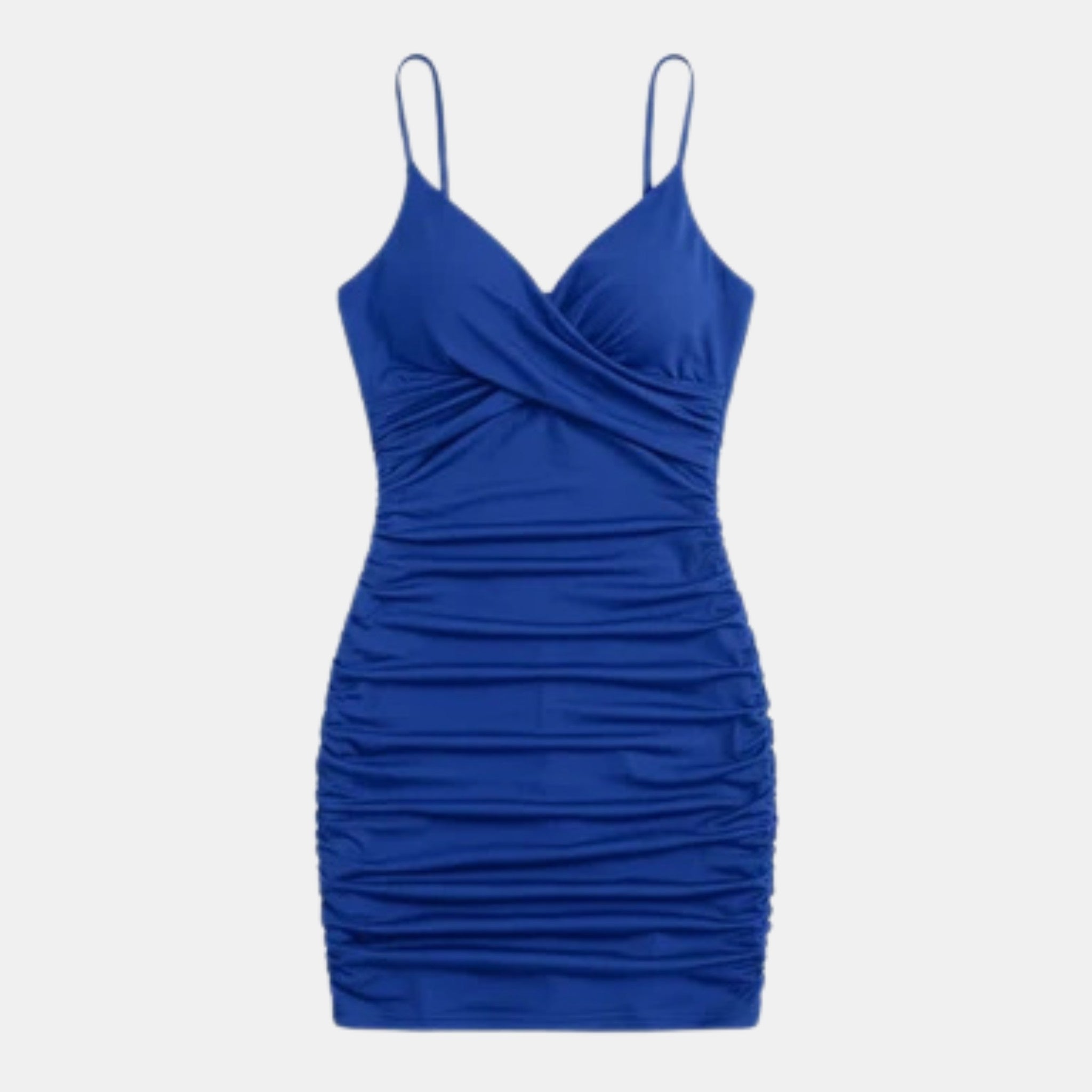 Women’s V-Neck Bodycon Mini Dress – Ruched Camisole Style