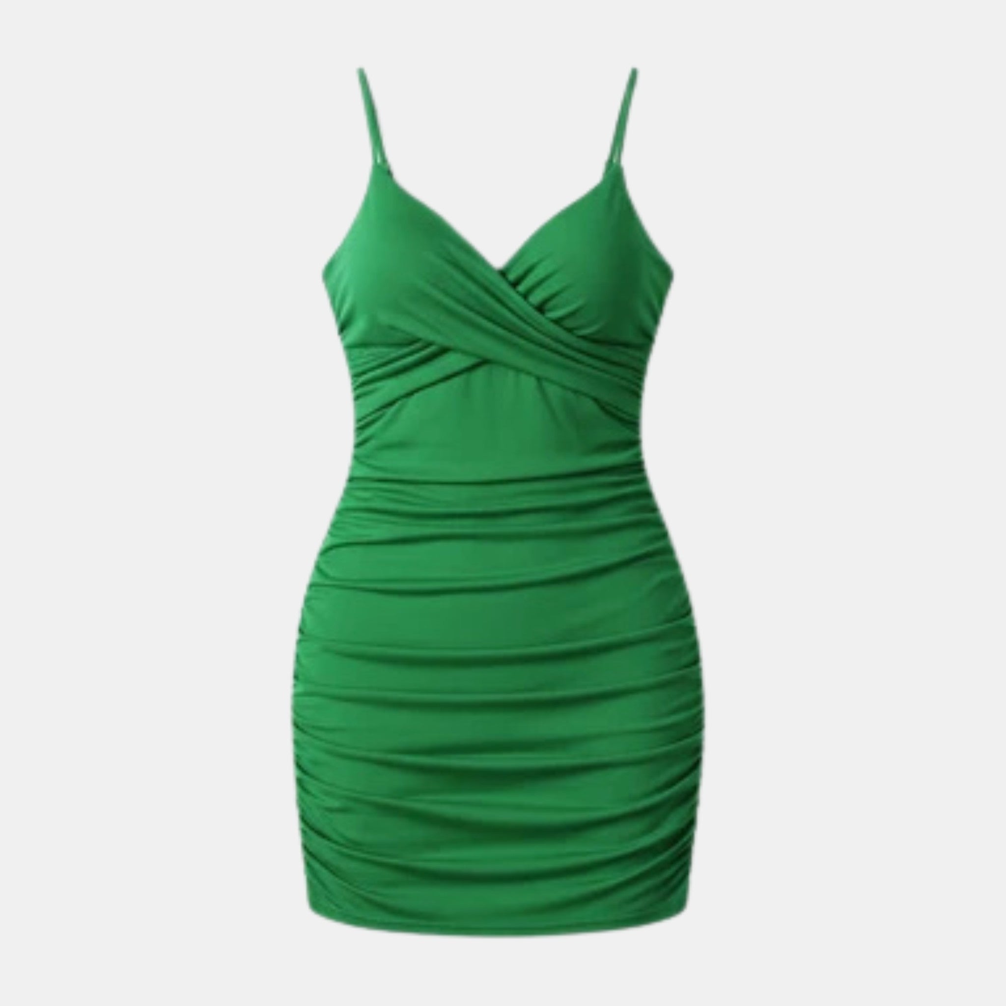Women’s V-Neck Bodycon Mini Dress – Ruched Camisole Style