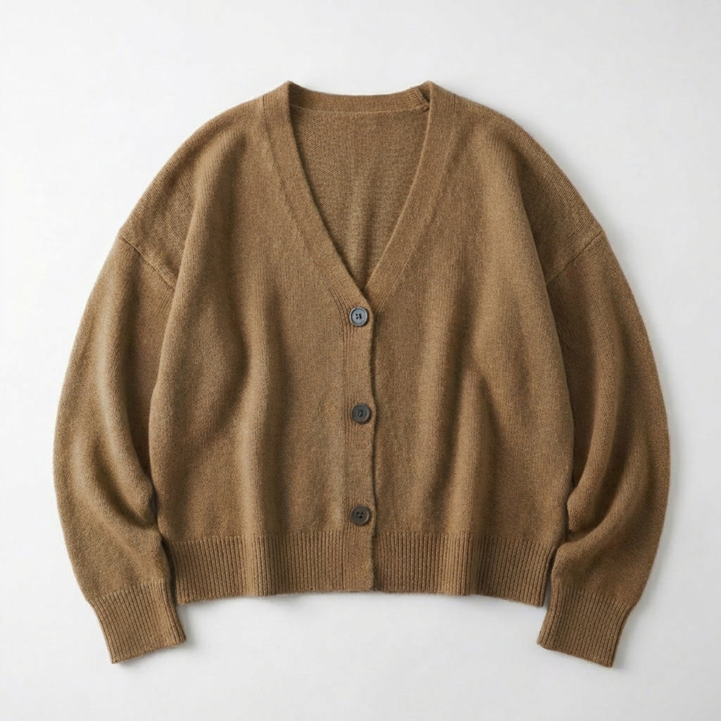 Women’s V Neck Button Cardigan – Long Sleeve Relaxed Fit