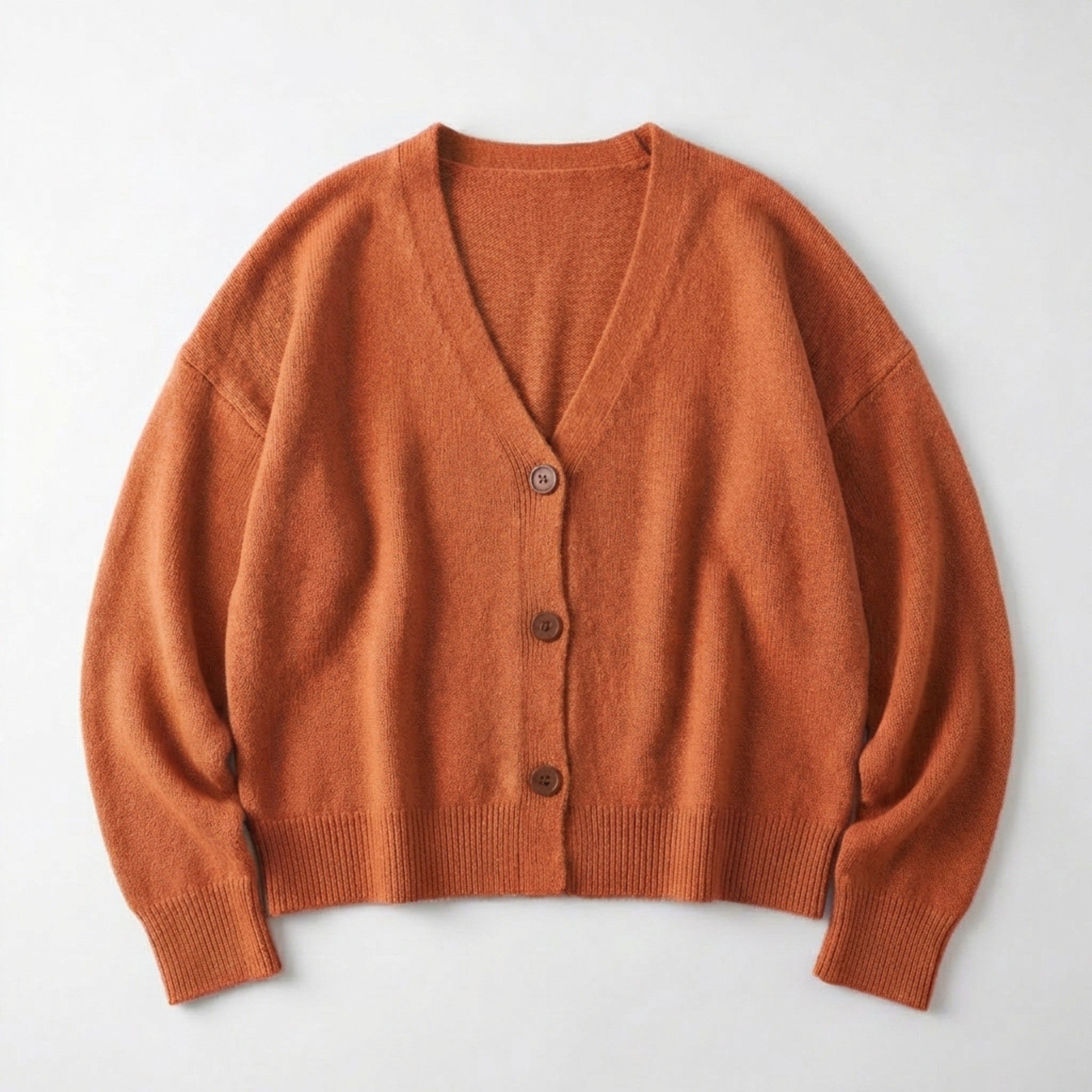 Women’s V Neck Button Cardigan – Long Sleeve Relaxed Fit