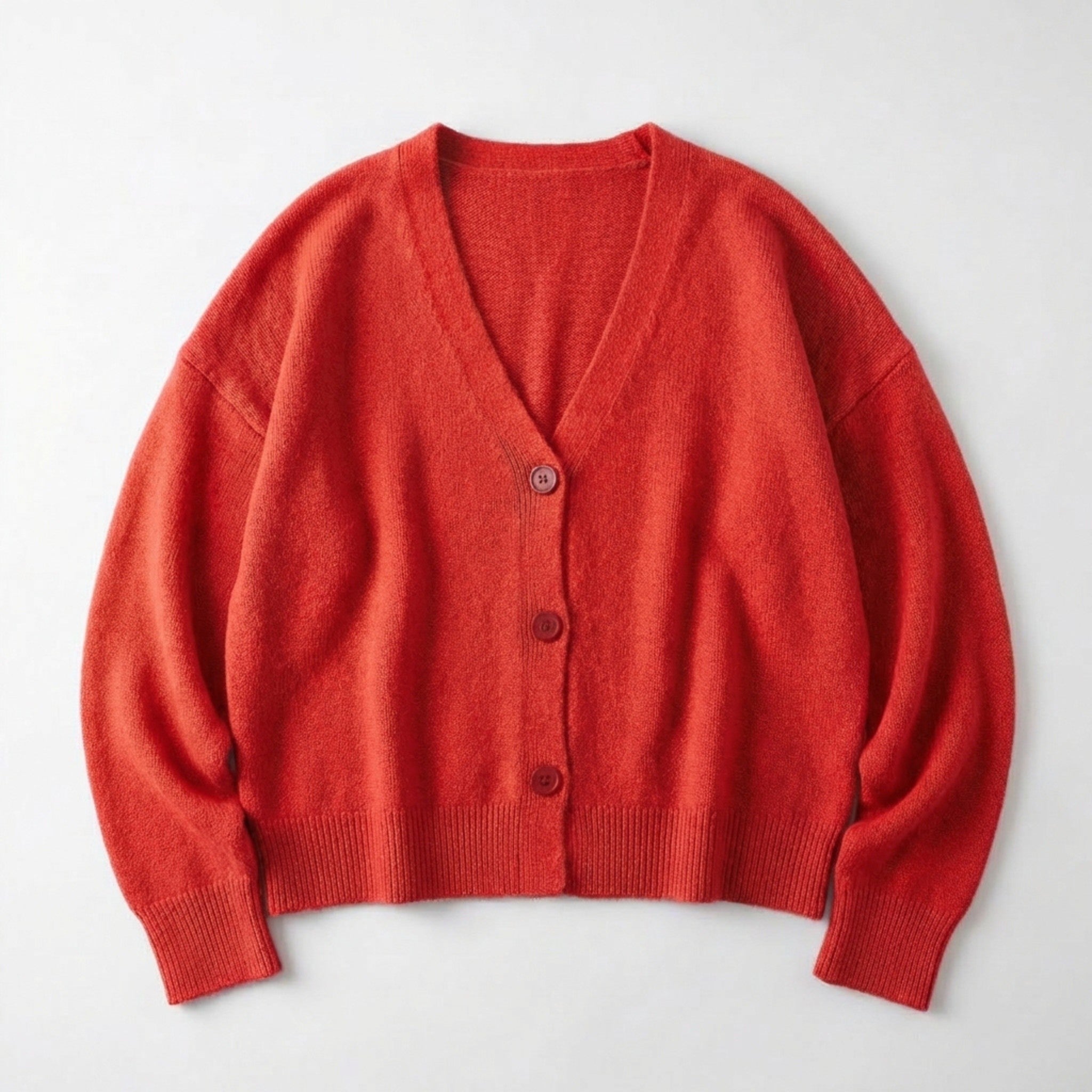 Women’s V Neck Button Cardigan – Long Sleeve Relaxed Fit