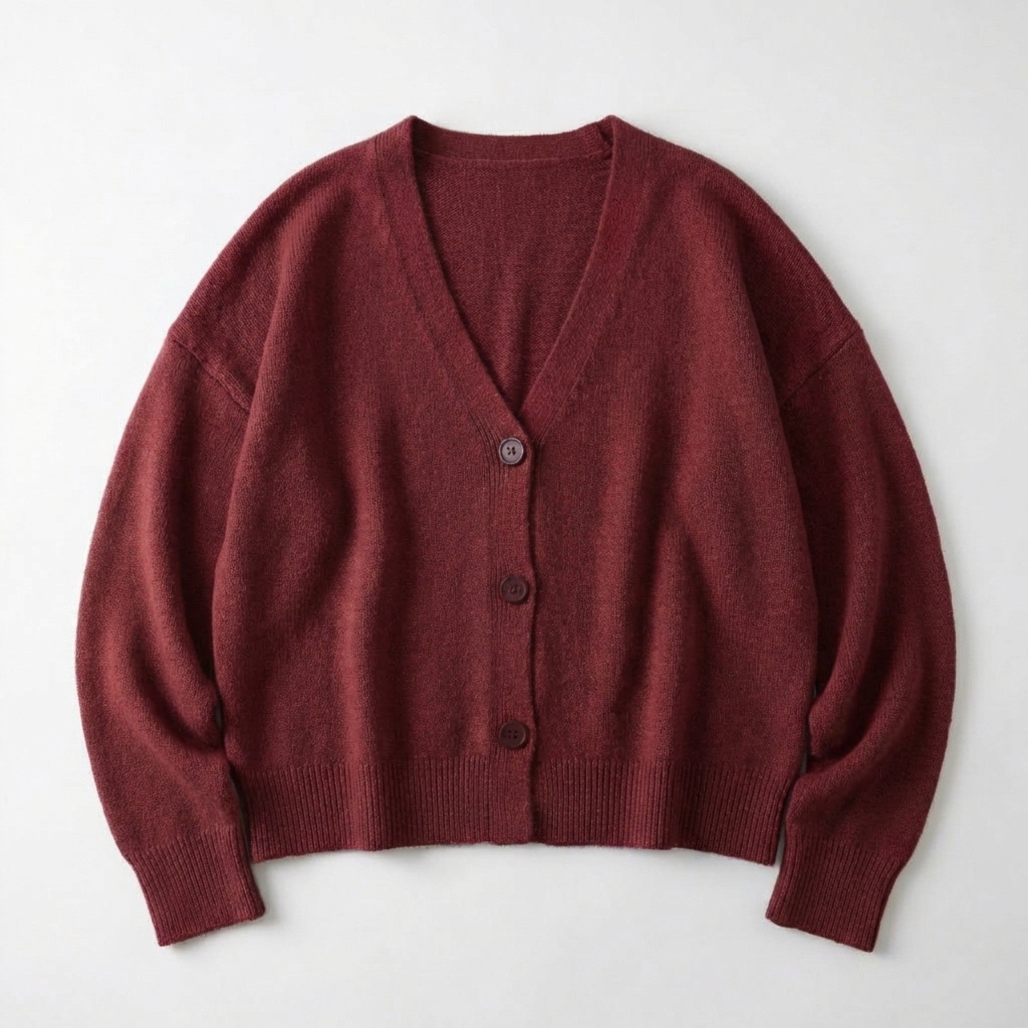 Women’s V Neck Button Cardigan – Long Sleeve Relaxed Fit