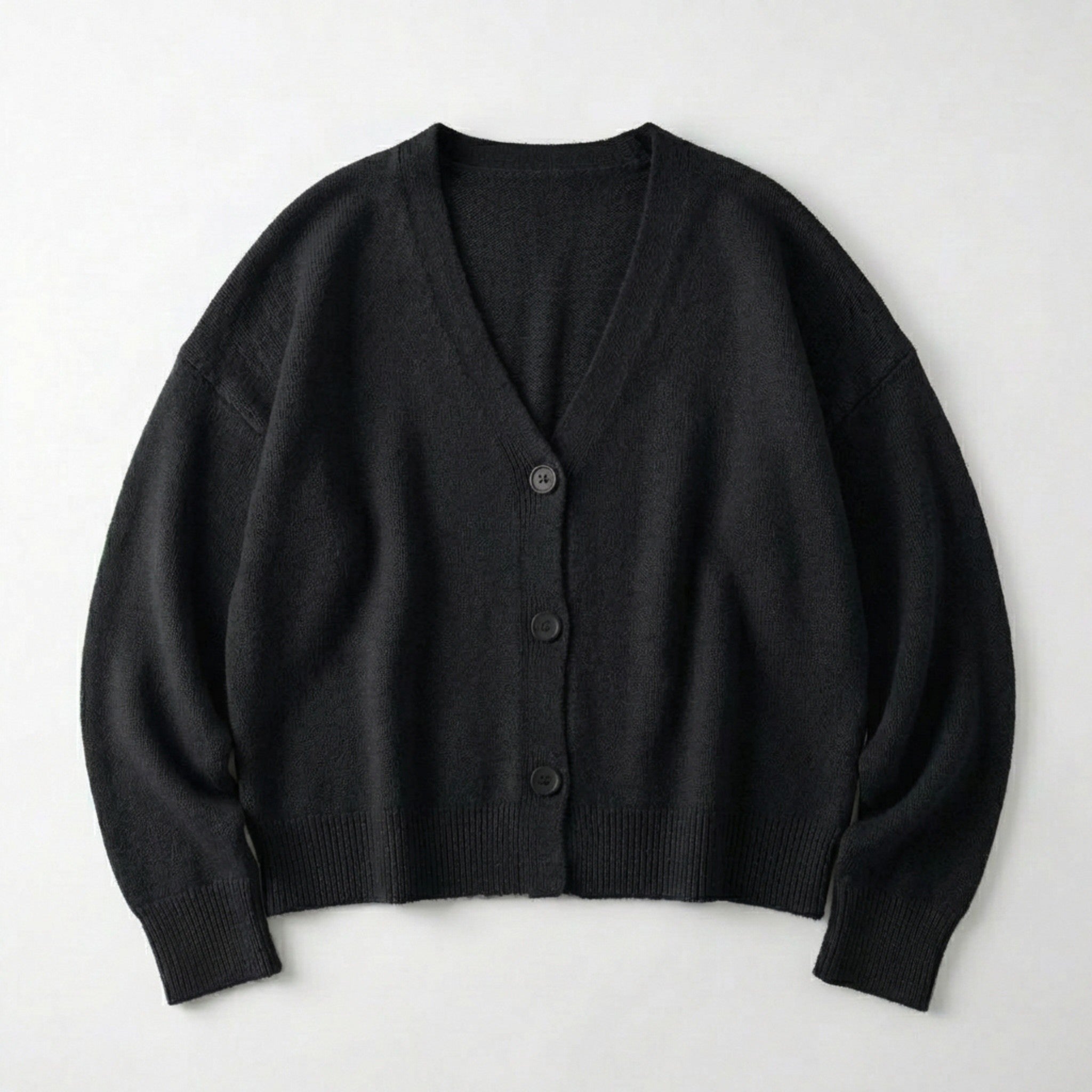 Women’s V Neck Button Cardigan – Long Sleeve Relaxed Fit