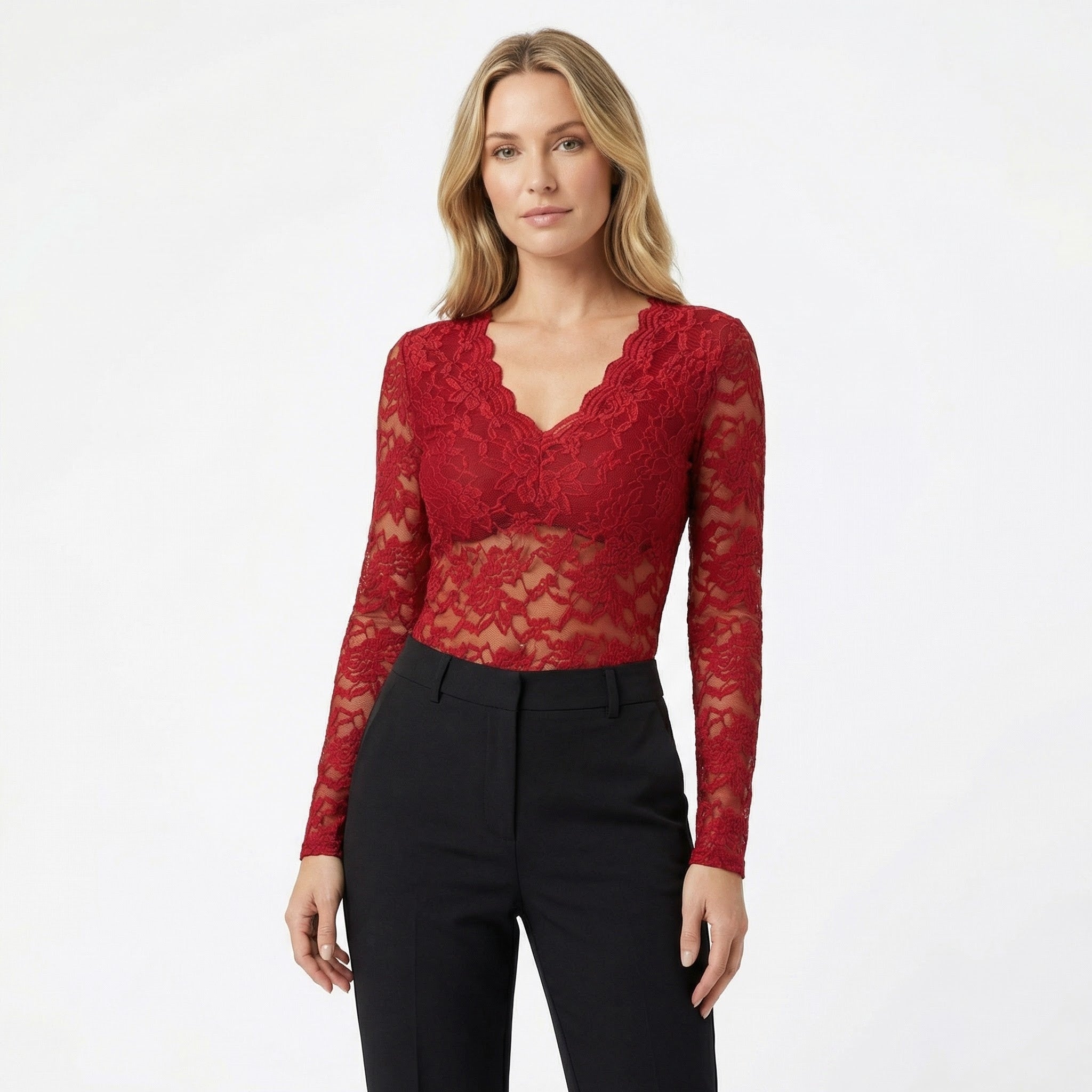 Women’s Long Sleeve V-Neck Lace Top