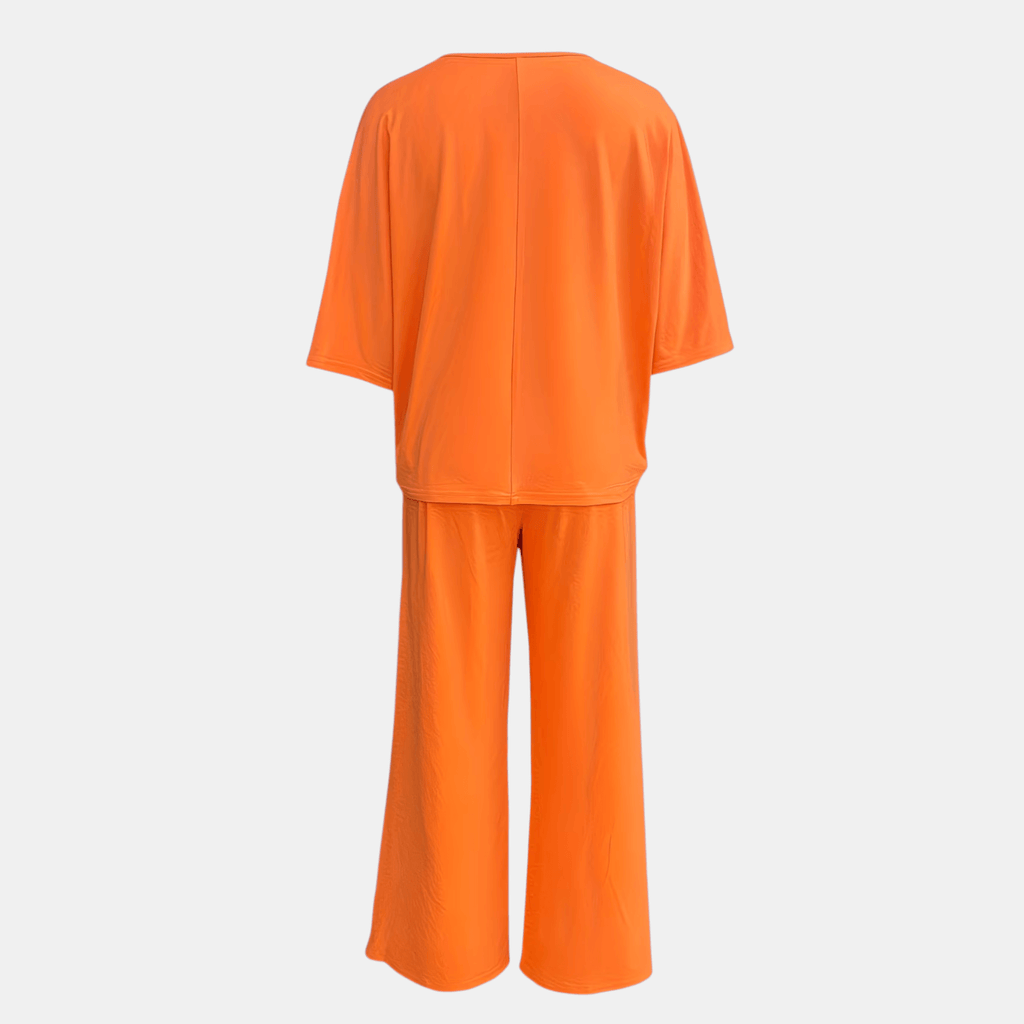 Women’s V-Neck Top and Wide Leg Trousers Two Piece Set