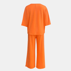 Women’s V-Neck Top and Wide Leg Trousers Two Piece Set