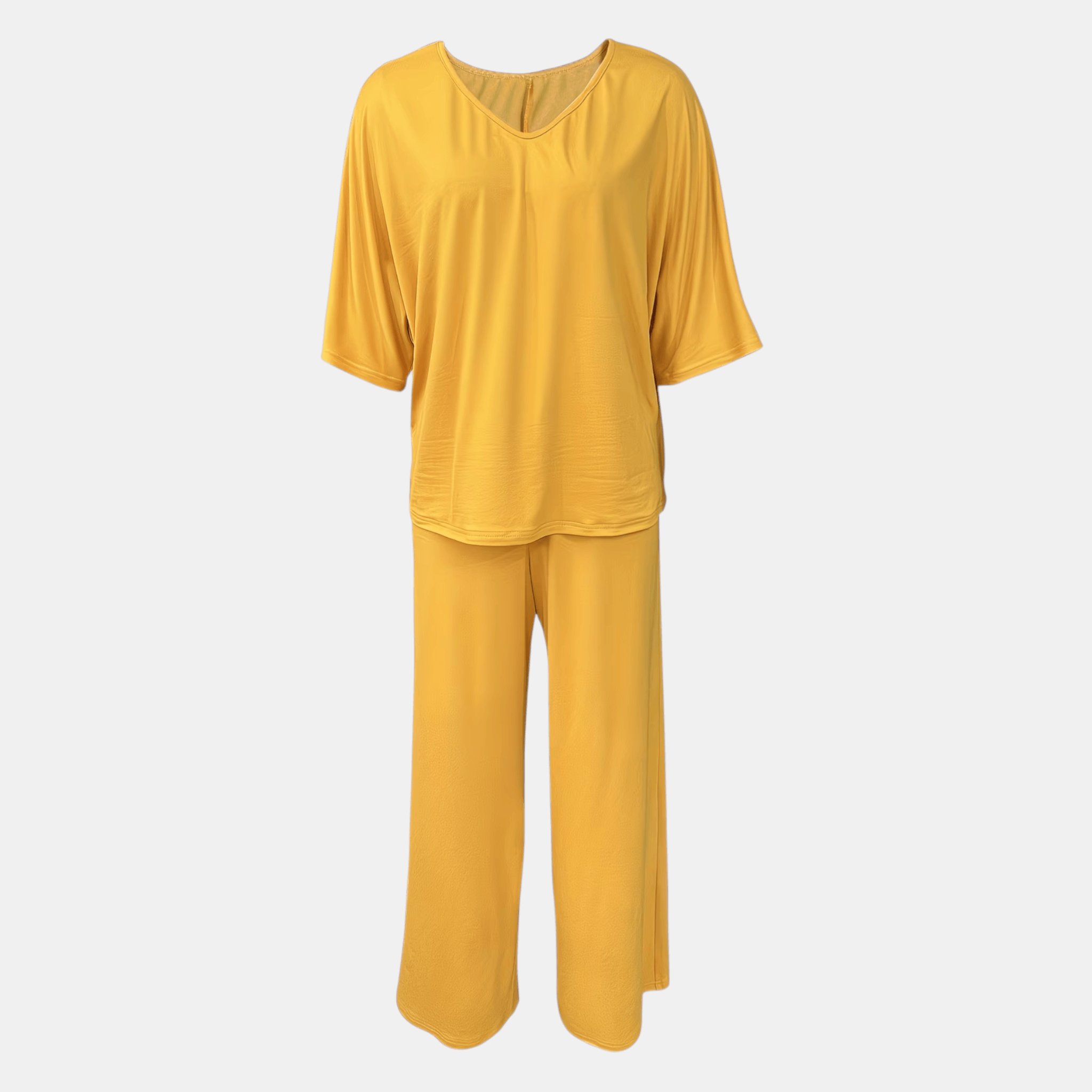 Women’s V-Neck Top and Wide Leg Trousers Two Piece Set