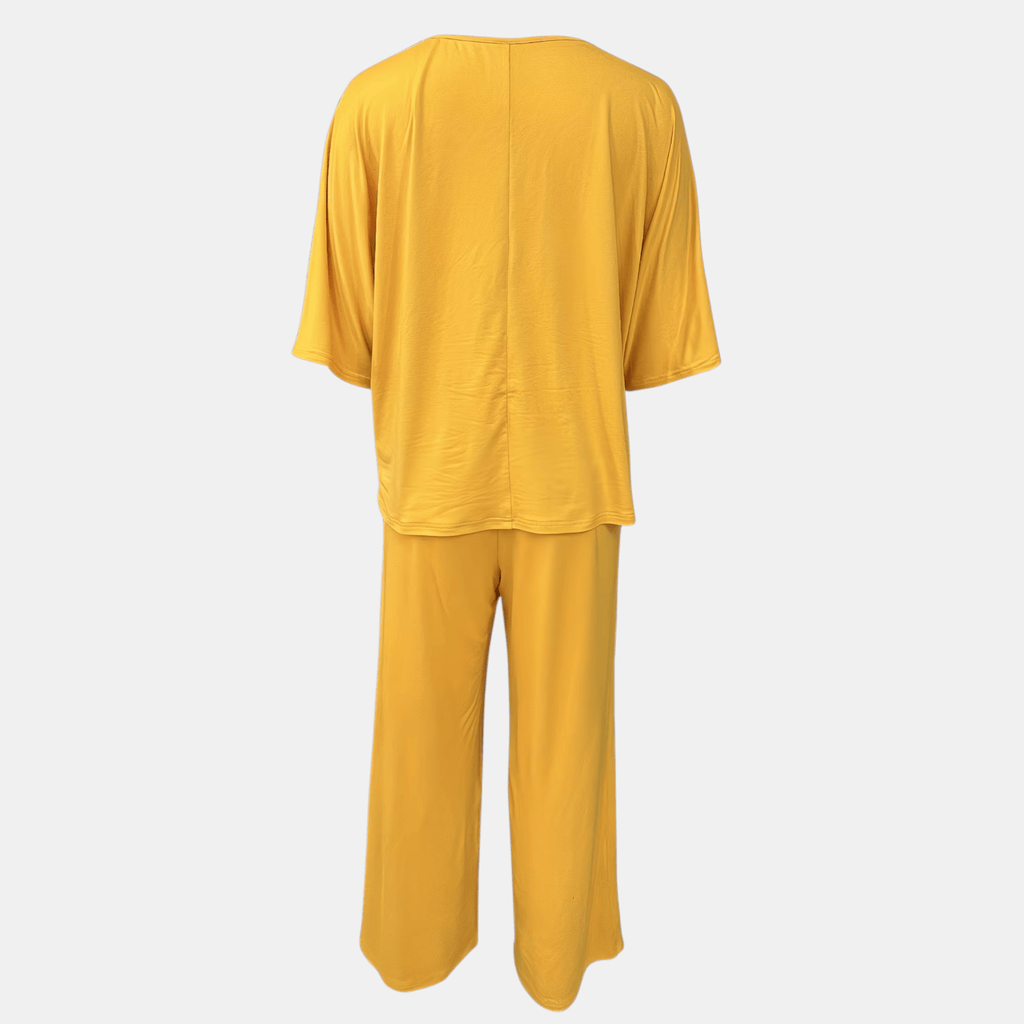 Women’s V-Neck Top and Wide Leg Trousers Two Piece Set