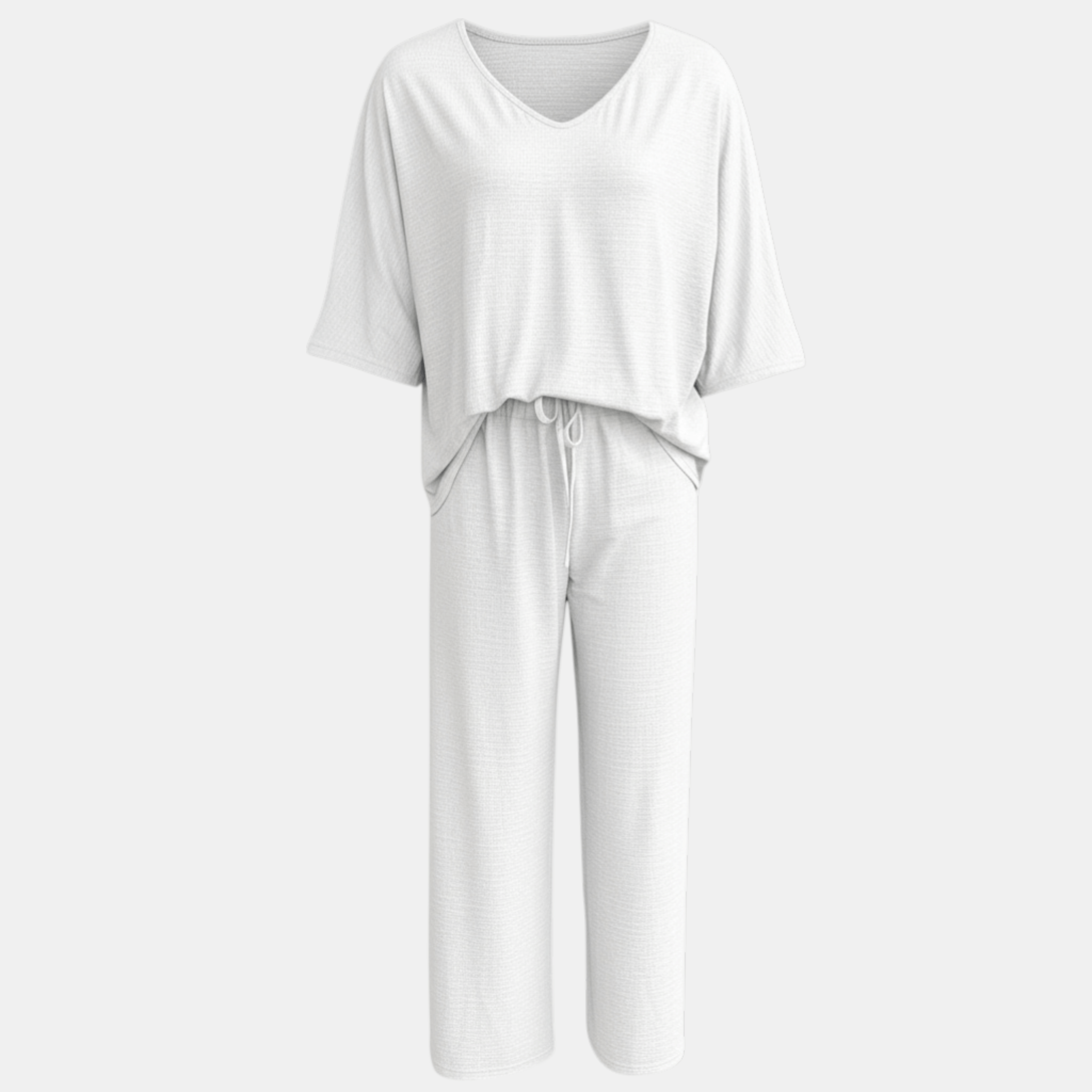 Women’s V-Neck Top and Wide Leg Trousers Two Piece Set