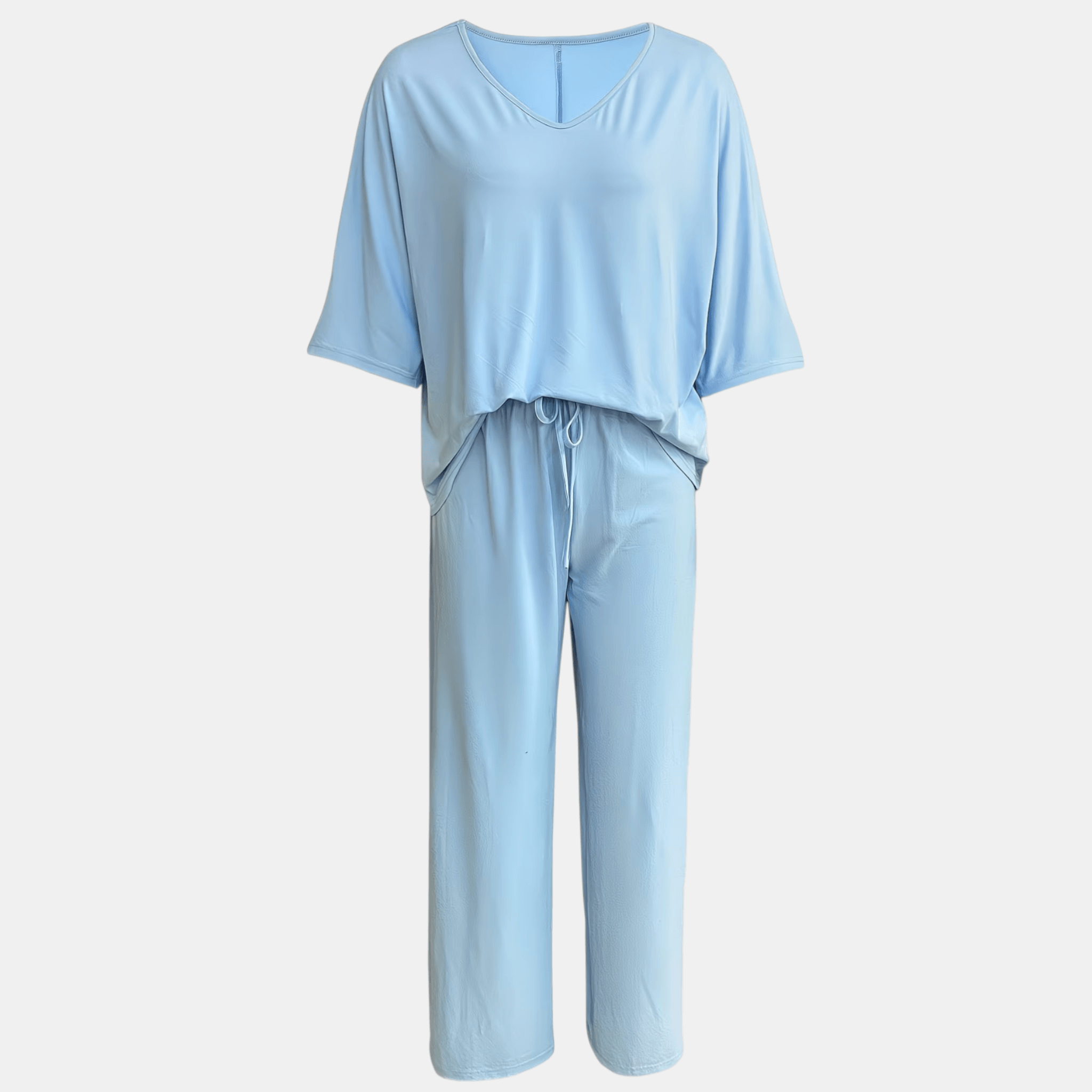 Women’s V-Neck Top and Wide Leg Trousers Two Piece Set