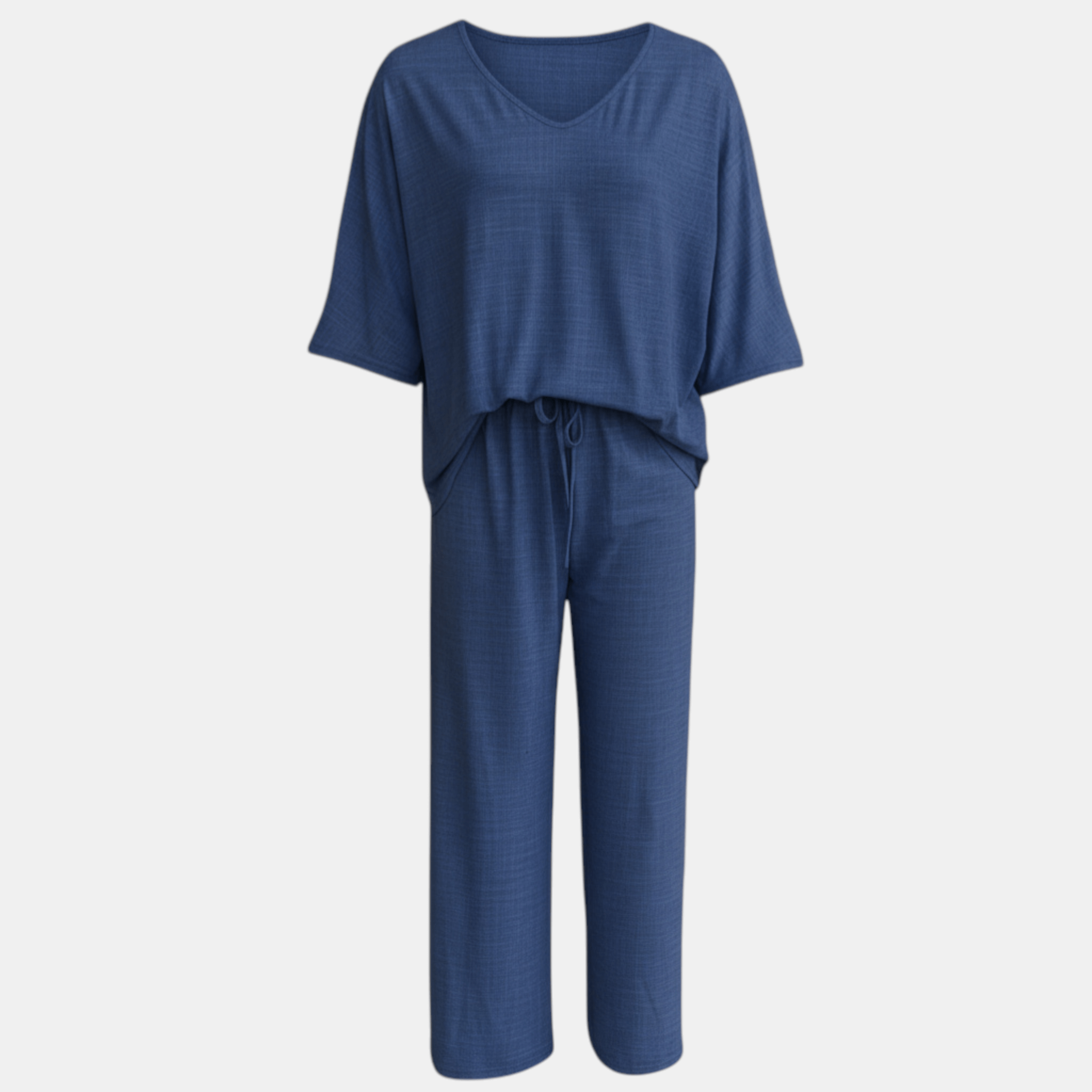 Women’s V-Neck Top and Wide Leg Trousers Two Piece Set