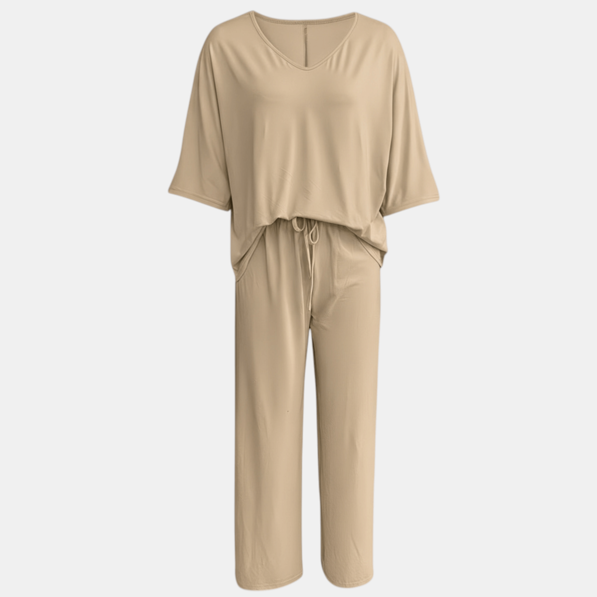 Women’s V-Neck Top and Wide Leg Trousers Two Piece Set