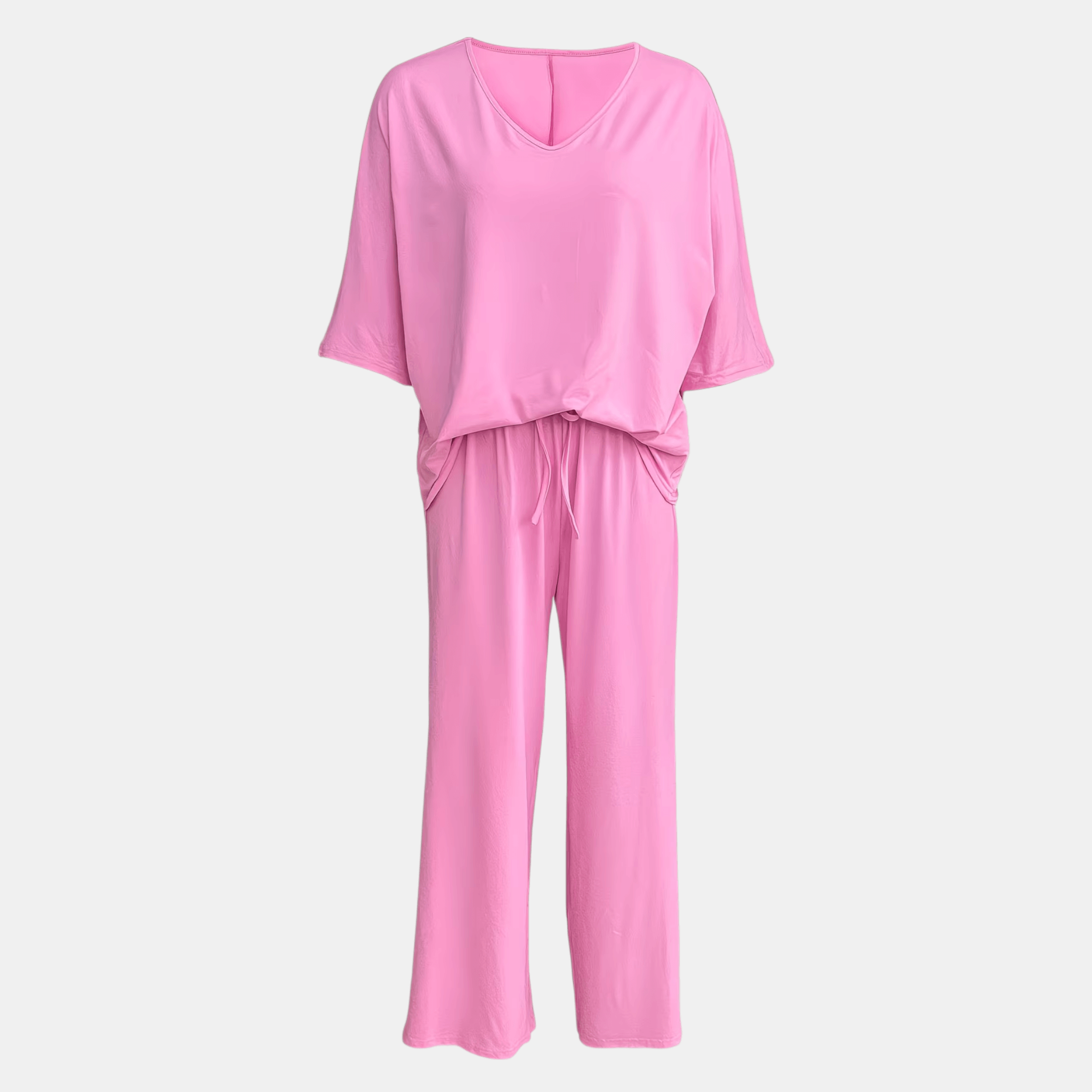 Women’s V-Neck Top and Wide Leg Trousers Two Piece Set
