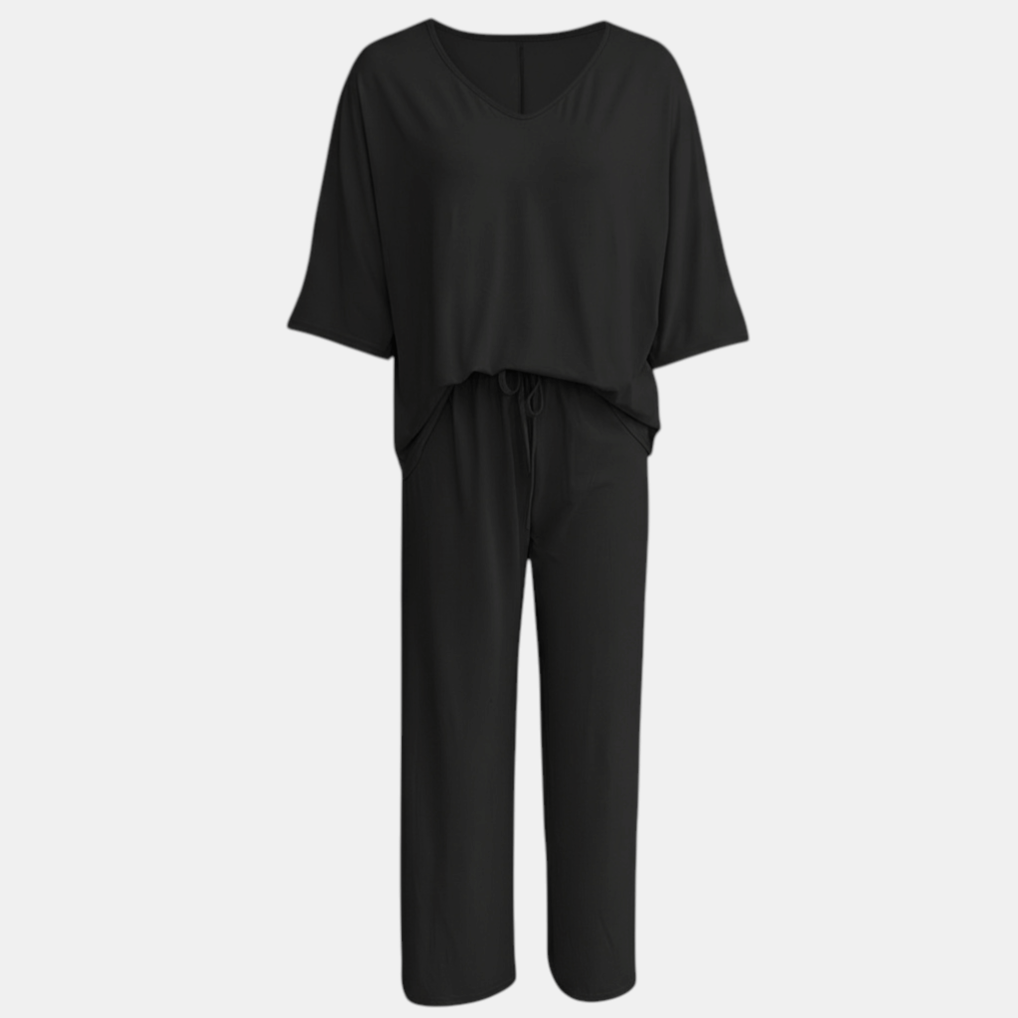 Women’s V-Neck Top and Wide Leg Trousers Two Piece Set