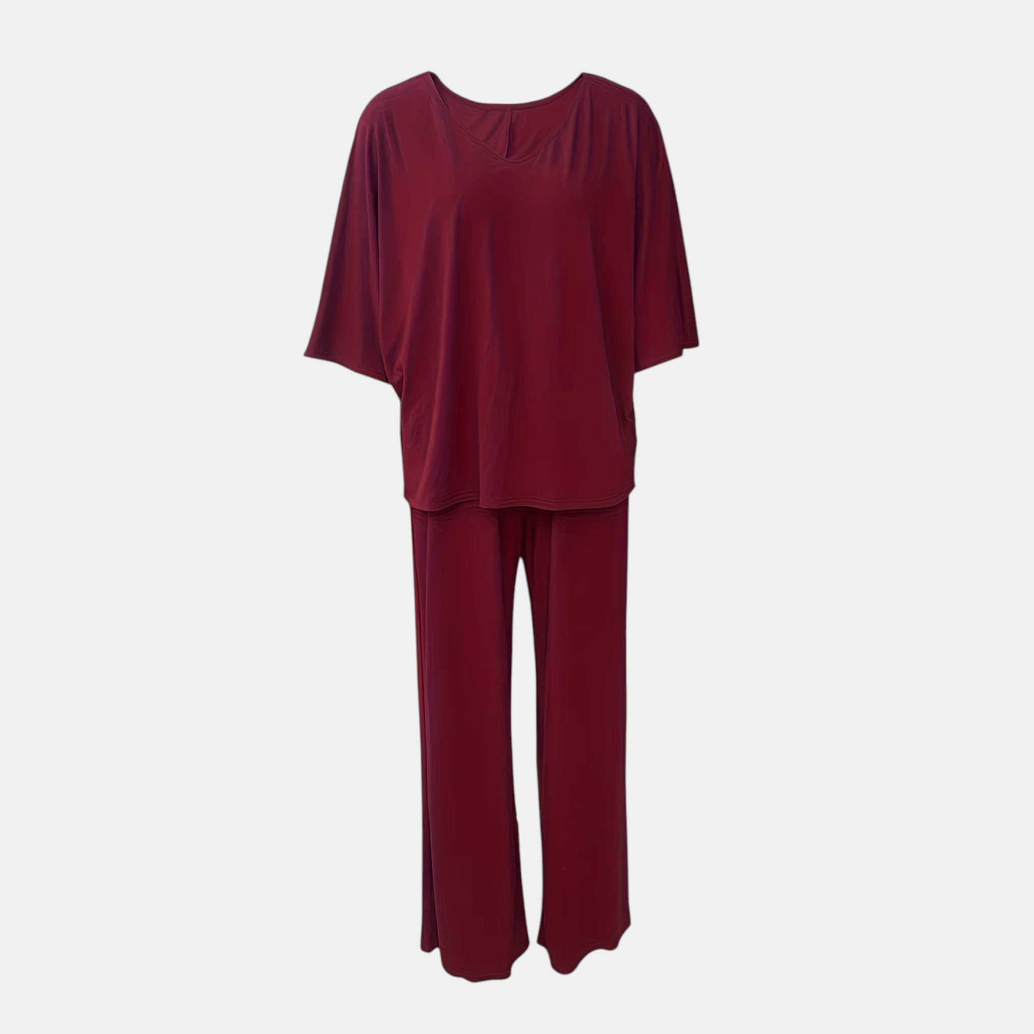 Women’s V-Neck Top and Wide Leg Trousers Two Piece Set