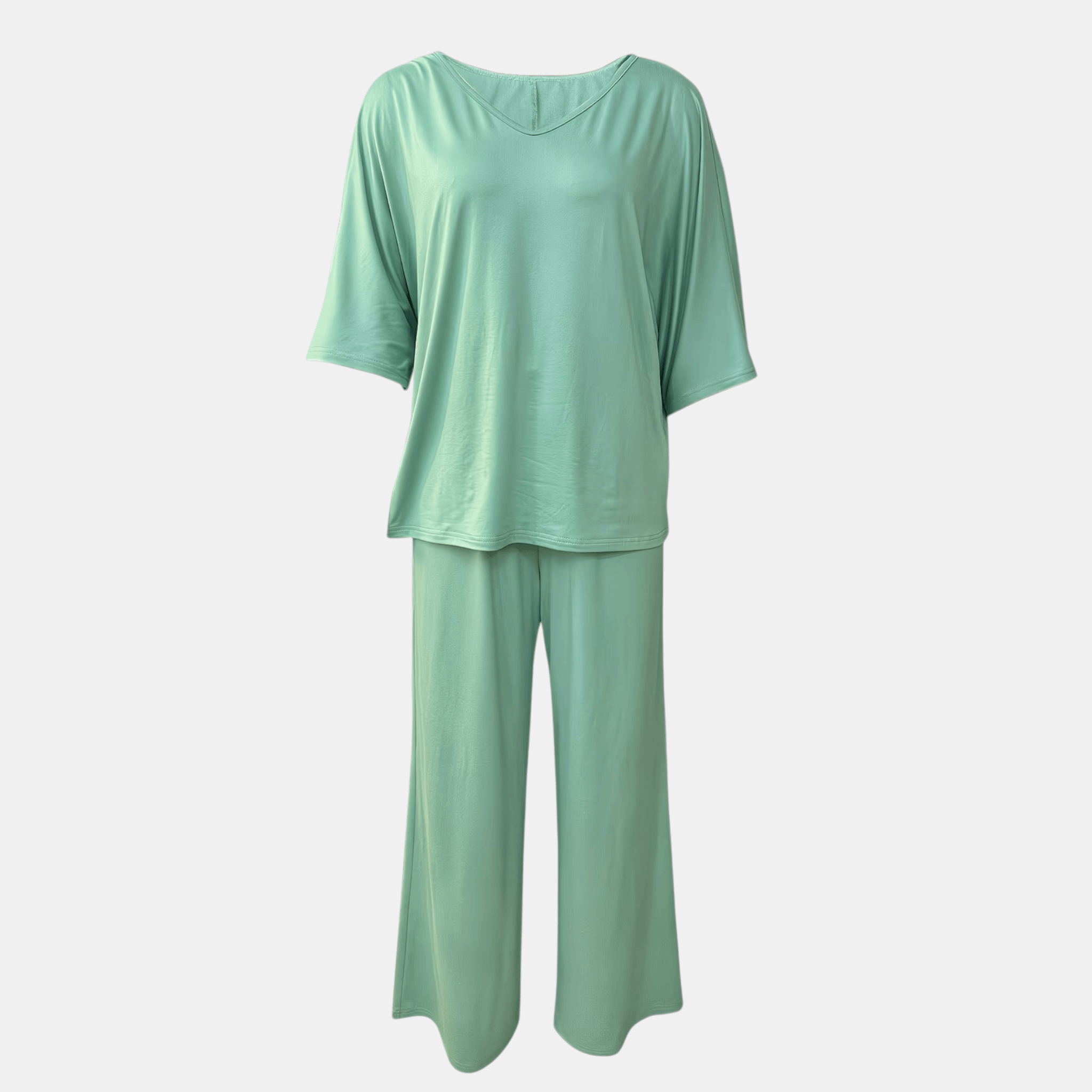 Women’s V-Neck Top and Wide Leg Trousers Two Piece Set
