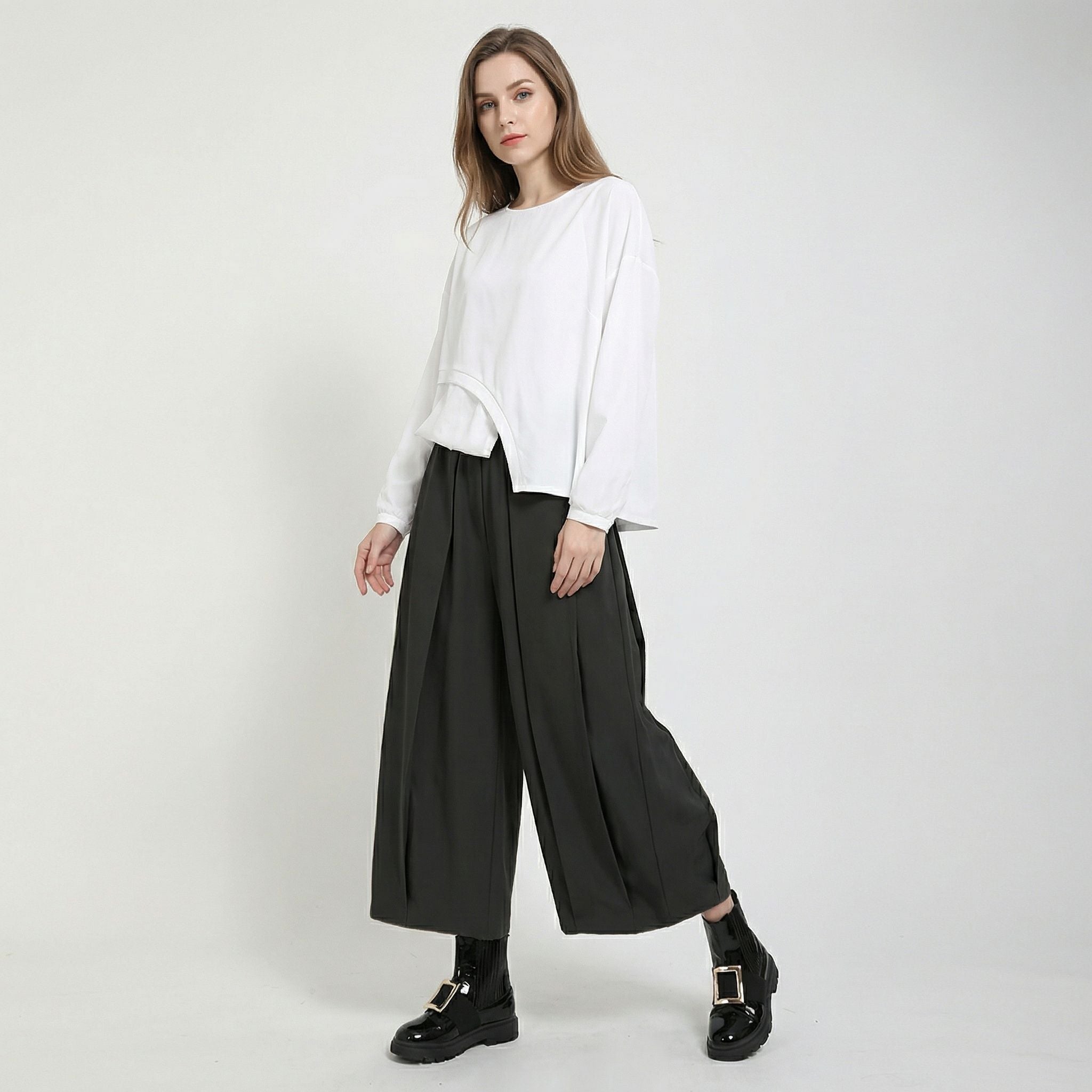 Women’s Wide-Leg Casual Pants – Clean Straight Fit Style