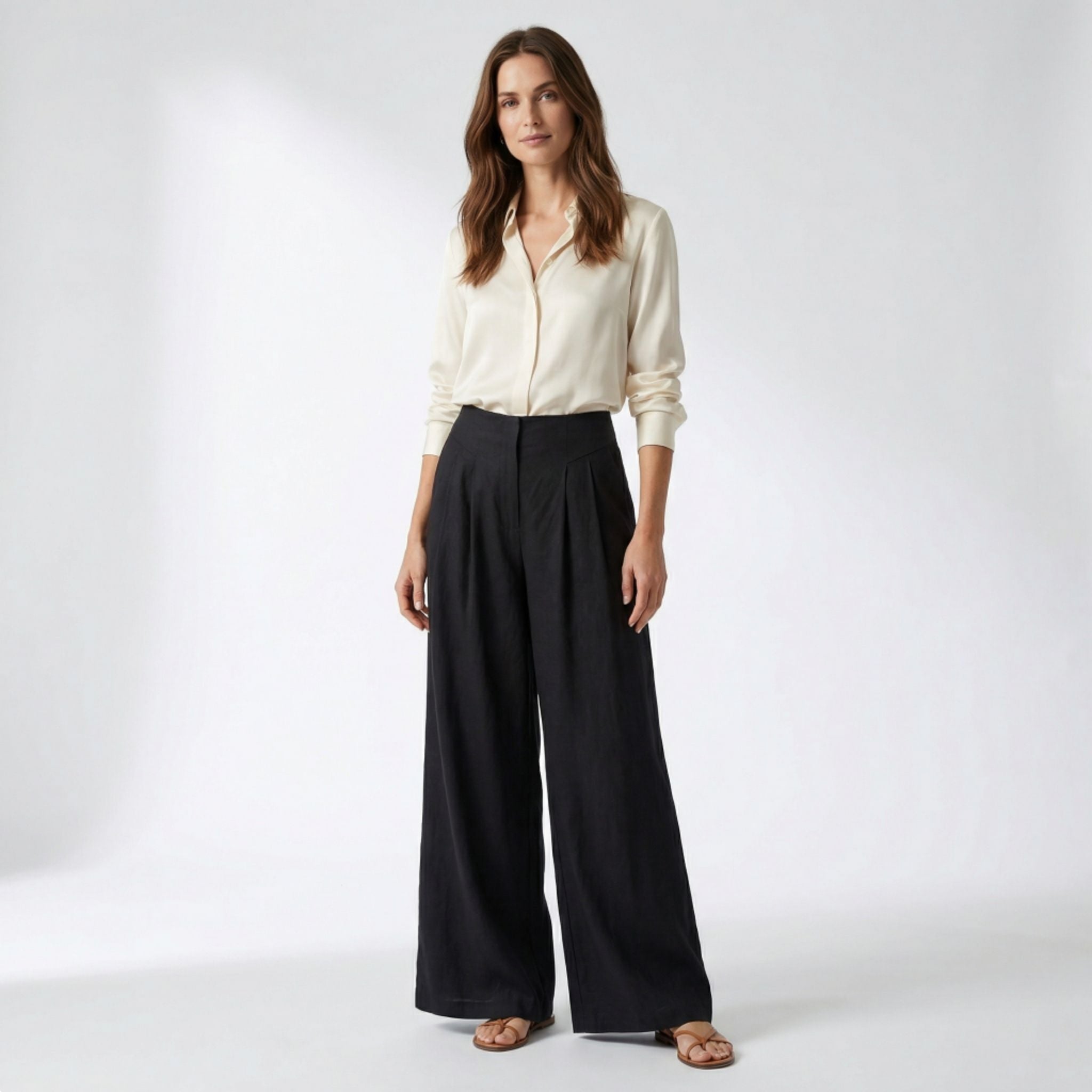 Women’s Wide-Leg Cropped Pants – Relaxed Vintage Style