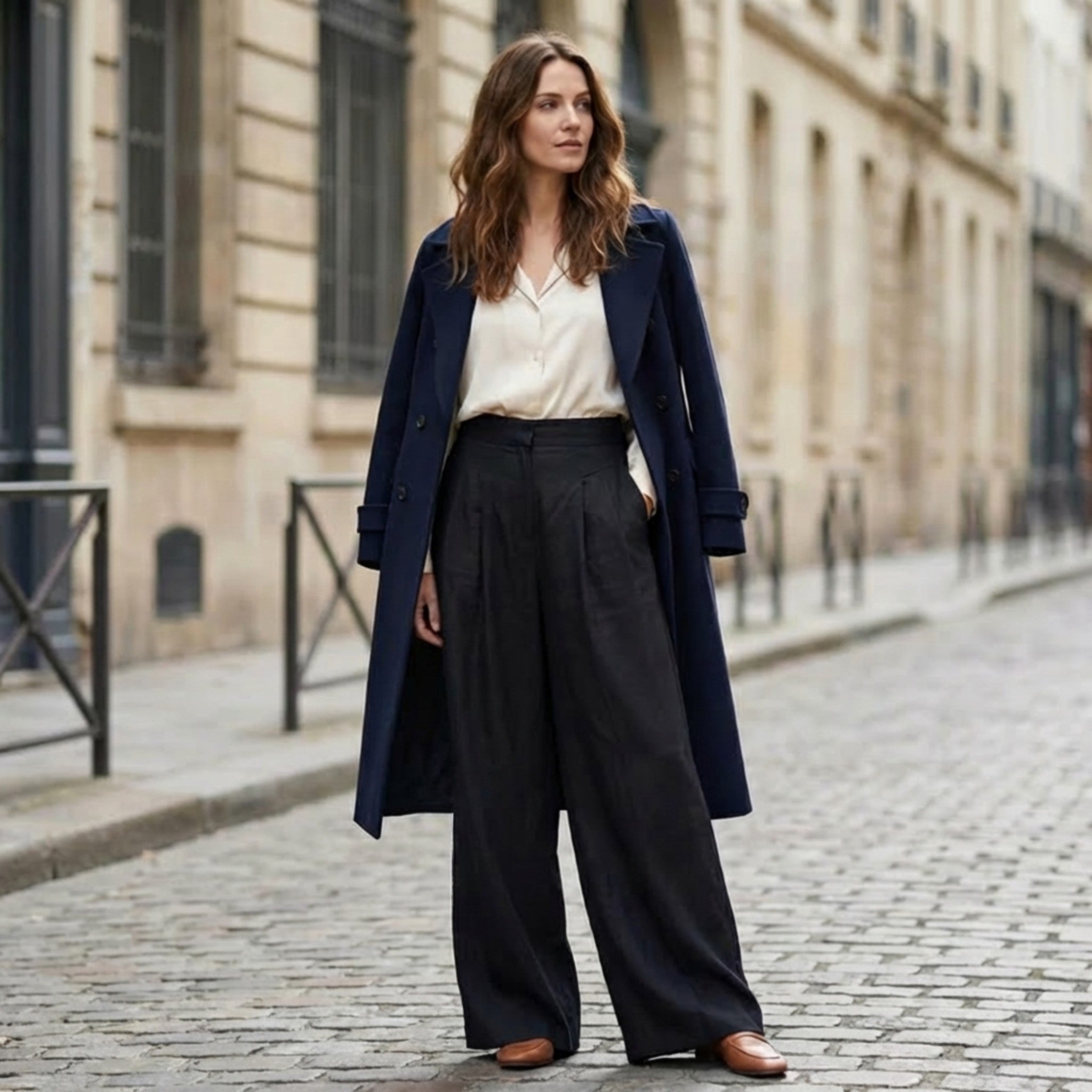 Women’s Wide-Leg Cropped Pants – Relaxed Vintage Style