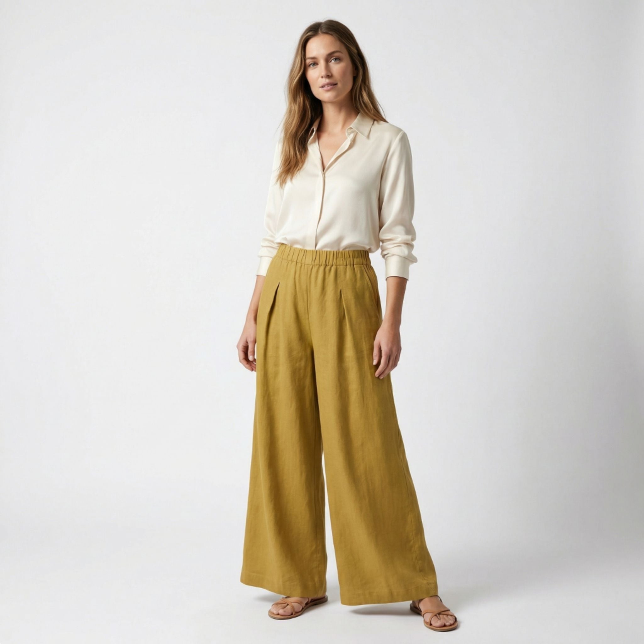 Women’s Wide-Leg Cropped Pants – Relaxed Vintage Style