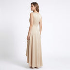 Women’s Wrap Midi Dress – Sleeveless V Neck Asymmetric Hem