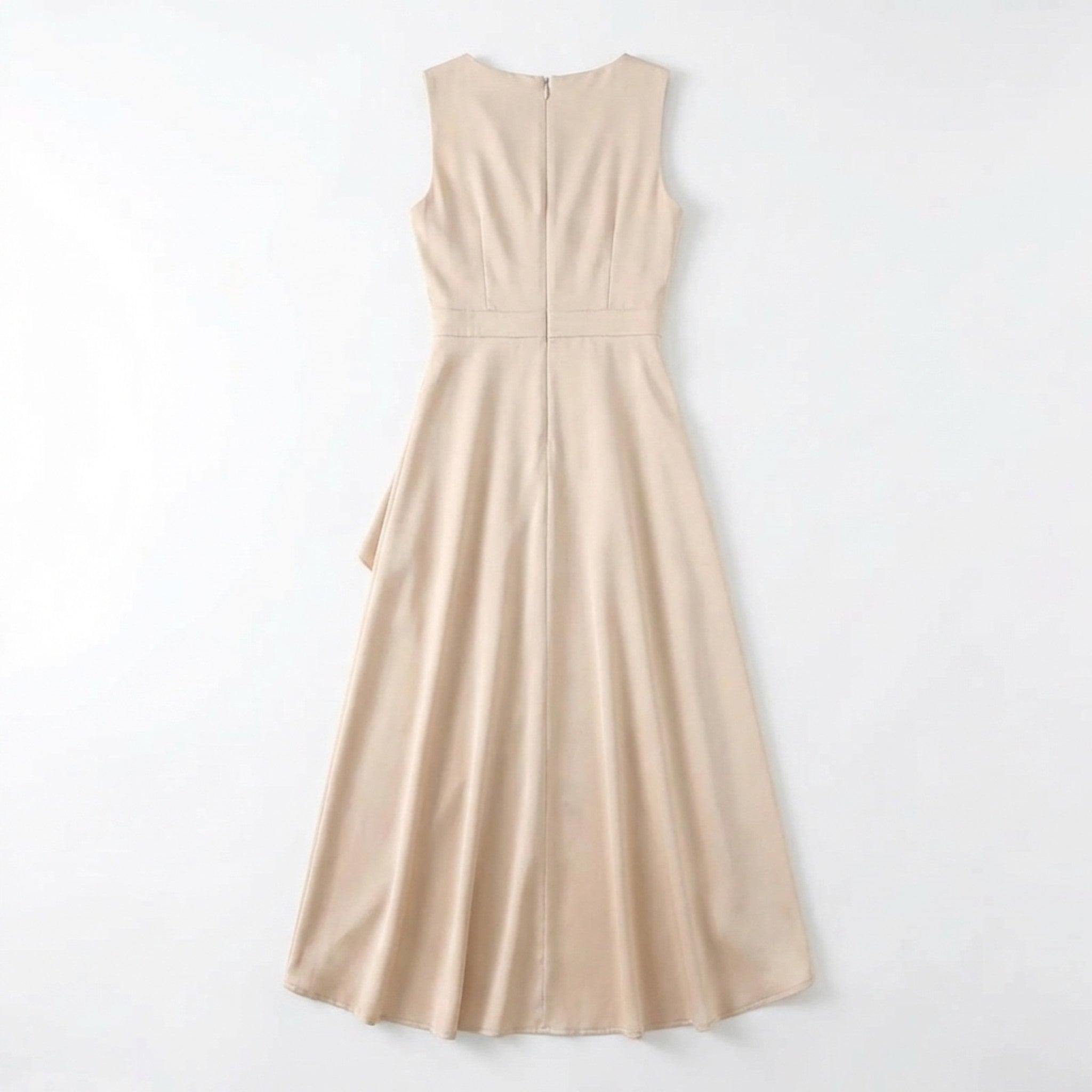 Women’s Wrap Midi Dress – Sleeveless V Neck Asymmetric Hem