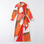 Women’s Wrap Midi Dress – Long Sleeve Tie Waist