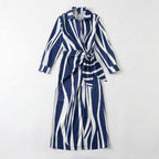 Women’s Wrap Midi Dress – Long Sleeve Tie Waist